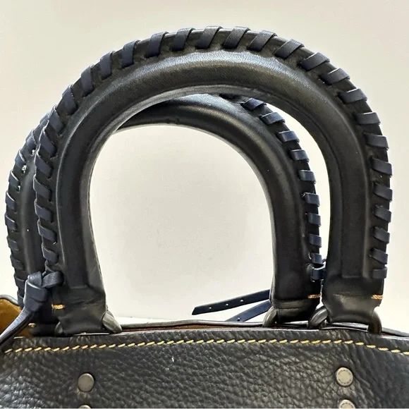 Coach Rogue 36 dark blue whipstitch double handles - Picture 5 of 16